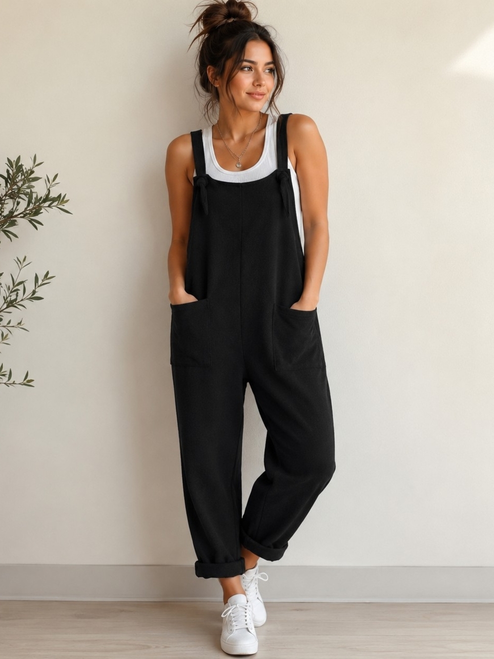 Black Oversized Overalls Jumpsuit Size Small Relaxed Wide Leg Pockets